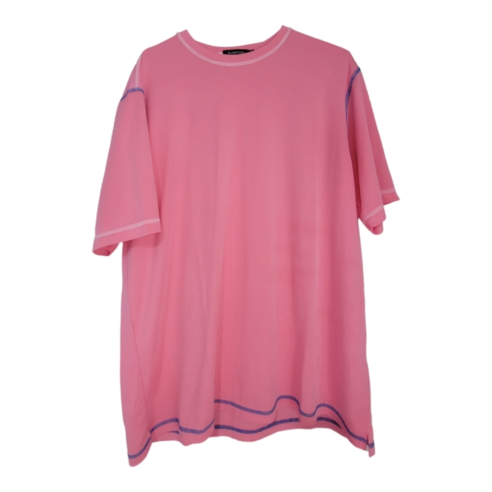 Bugatchi Short‎ Sleeve Shirt Pink Size XL